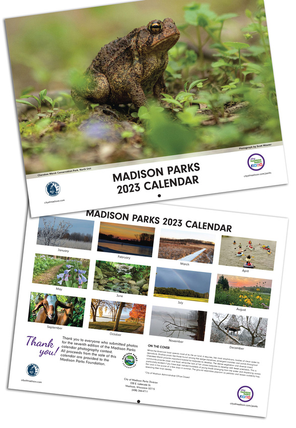 Front and back of the 2023 Madison Parks Calendar 